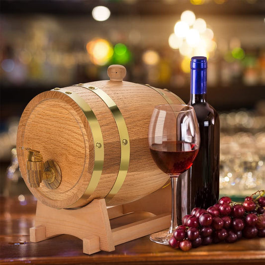 Greensen Oak Barrel 3L Wooden Barrel Wine Barrel Personalized Design Wood Whisky Barrel Liqueur Liquor Barrel for Home, Bar, Party, and Banquet, Birthday Gift