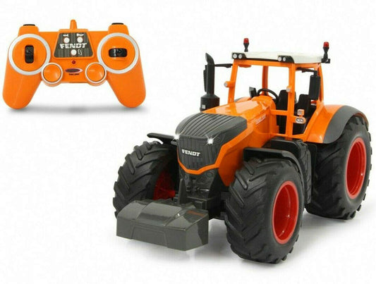 JAMARA 405045 Fendt 1050 Vario Municipal 1:16 2.4GHz RC Tractor, engine sound (can be turned off), reverse warning sound, horn, shutdown function, 2-wheel drive, front lights, indicators, demo function, orange