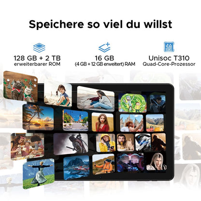 DOOGEE T10W Android 15 tablet 10 inches 16GB RAM +128GB ROM (2TB TF) 2025 Latest tablet with SIM card slot, 8000mAh gaming tablets Android 4G LTE/5G WiFi, dual camera, BT5.0/ OTG/Face ID/USB Type C.