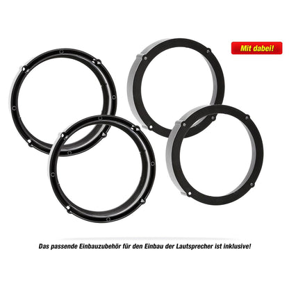 Mediadox Front/Rear 16.5cm/165mm Car Speakers/Boxes/Speakers Complete set from Hifonics compatible for VW Volkswagen.