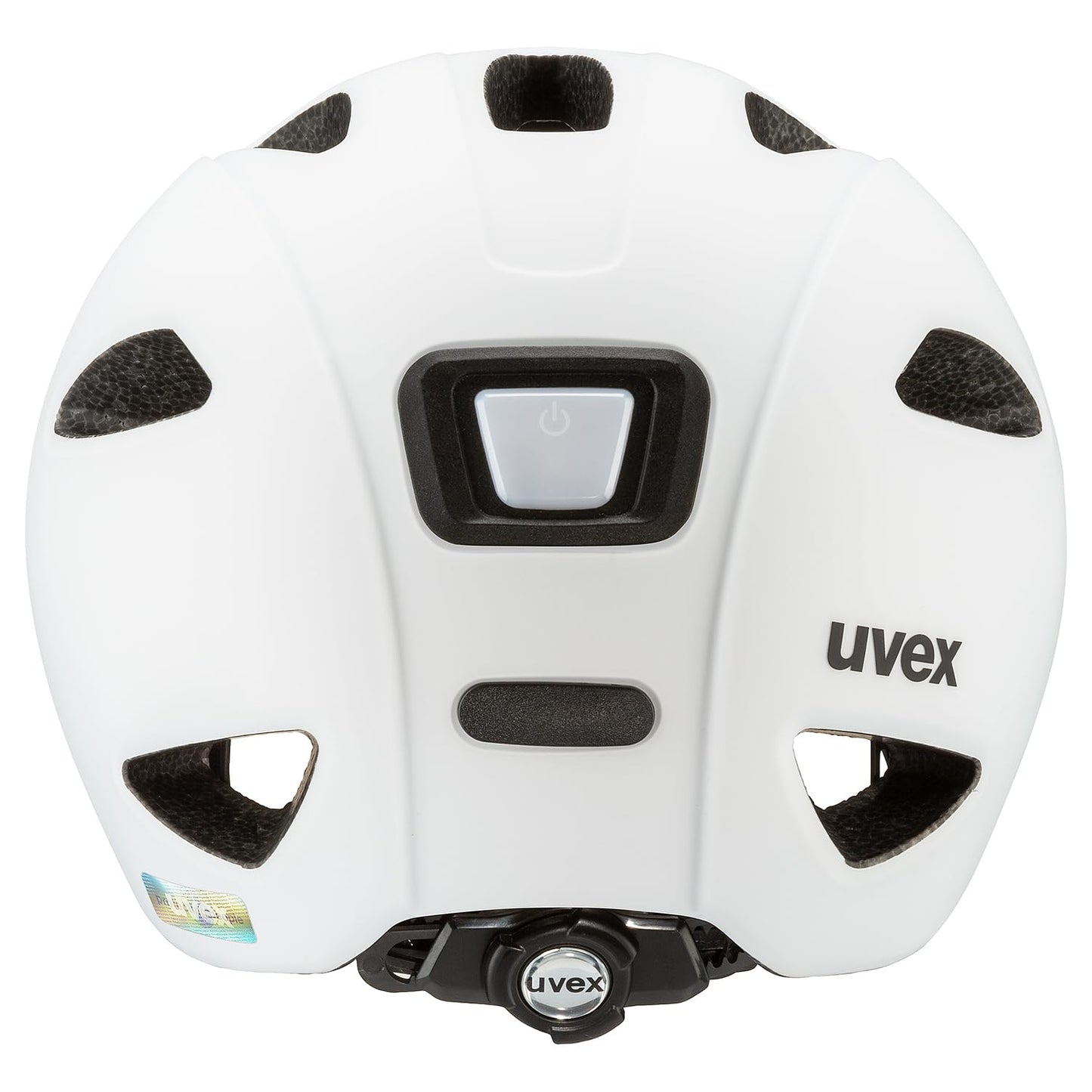 uvex oyo - lightweight bike helmet for kids - custom size adjustment - expandable with LED light - white - black matte - 50-54 cm