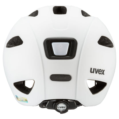 uvex oyo - lightweight bike helmet for kids - custom size adjustment - expandable with LED light - white - black matte - 50-54 cm