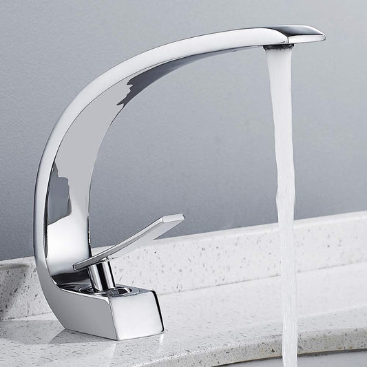 Bathroom faucet Chrome single handle mixer modern for bathroom (Chrome)