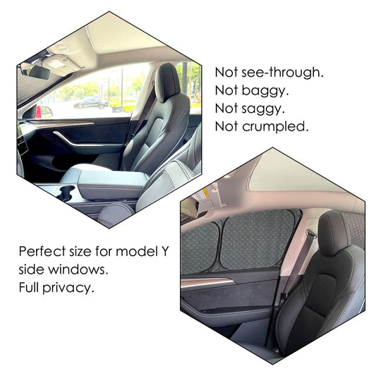 TESBEAUTY Upgraded Tesla camping privacy curtains provide sun protection for camping, sunshades for Tesla Model Y UV blockers with 4-layer material, 7 pieces.