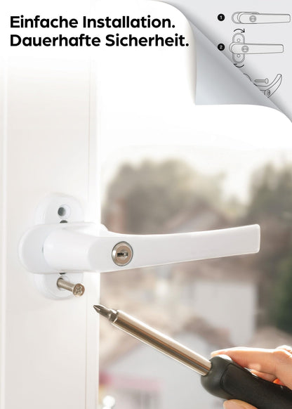 8 Lockable Window Handles White - 𝗞𝗶𝗻𝗱𝗲𝗿𝘀𝗶𝗰𝗵𝗲𝗿 - Easy Installation - with 16 universal keys - Reliable Protection