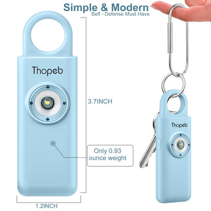 The original personal alarm for women, keychain with alarm, rechargeable, 135 dB siren, strobe light, SOS LED light. Helps seniors and children in emergencies. (Aqua)