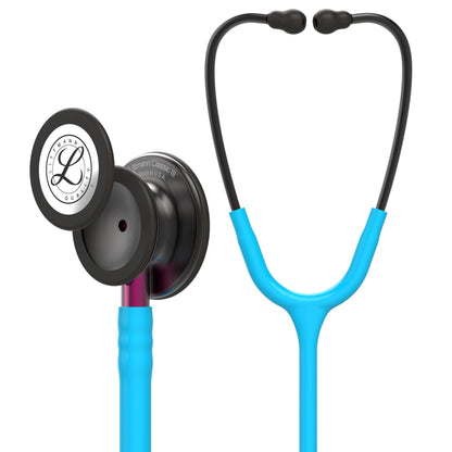 3M Littmann Classic III Stethoscope for monitoring, 5872, Smoke Edition chestpiece, turquoise tubing, pink tubing stem, and smoke-colored ear tubes, 69 cm