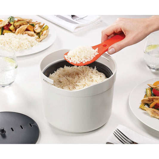 Joseph Joseph M-Cuisine - Microwave Rice and Grain Cooker Steamer, 2 Liters - Stone/Orange