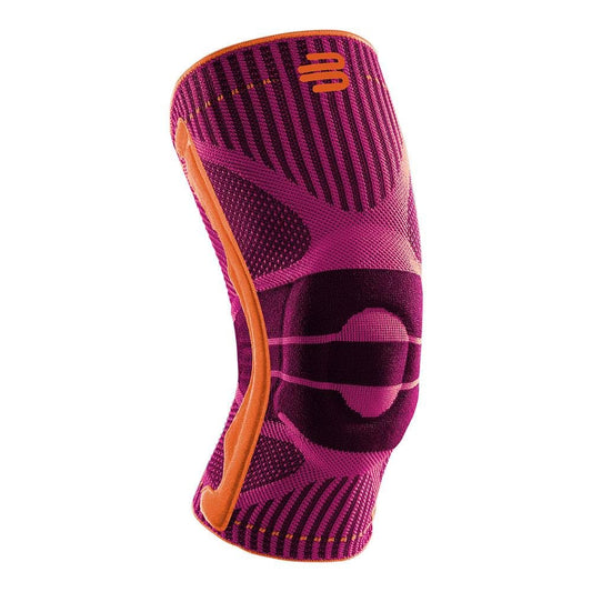 BAUERFEIND, 1 Unisex Knee Support Brace, Wearable on right and left, For ball sports and athletics, Supports knee during sports, with silicone ring, Size XL, Pink, 11449411950014