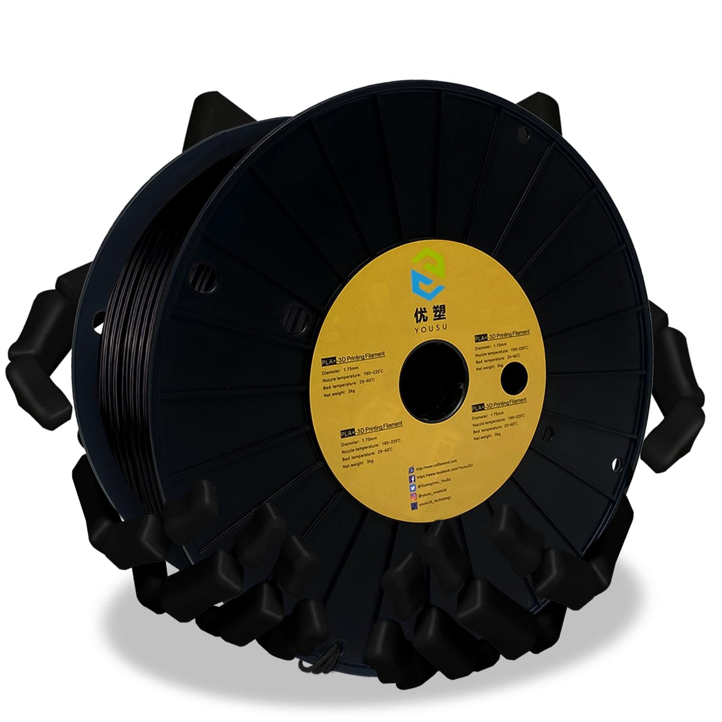 YOUSU PLA filament 1.75, 3D printer filament, 3D filament PLA 3kg (6.6 lbs), black PLA