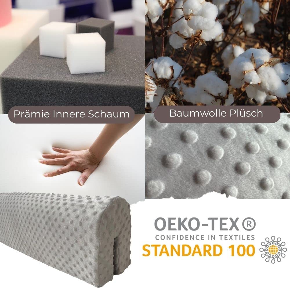 Wonder Space Bed Rail Guard for Kids Beds, Bed Rail Padding Bumper - Anti-Collision | Increased Height | Fall Prevention, Easy Installation Safety Universal Fit (Gray, 90cm)