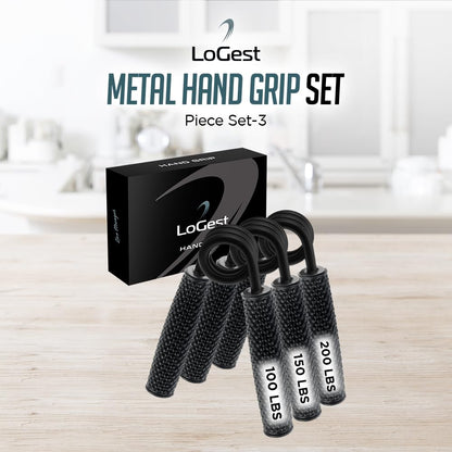 Longest Metal Handle Set, 45.4kg, 90.7kg, 3-pack, non-slip, sturdy grip strengthener with gift box, great wrist and forearm trainer, hand gripper, strength trainer.