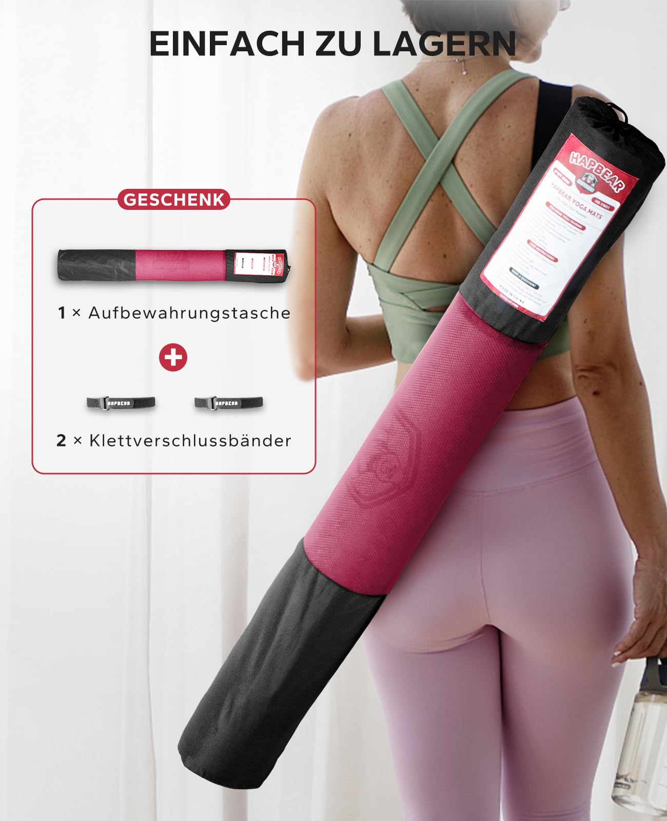 HAPBEAR Yoga Mat XXL - Extra Large Wide Yoga Mat, TPE Exercise Mat Fitness Mat Non-Slip 183cm x 122cm x 6mm Thick, Ultra Durable, Pilates Mat for Gym, Home, Workout - Pink
