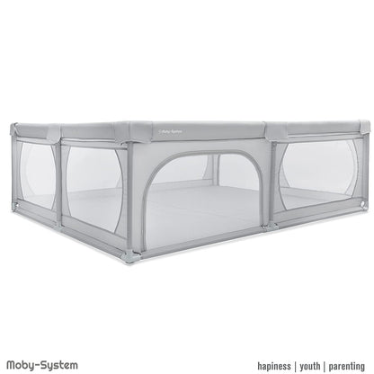 Moby-System Playpen Baby Foldable & Playard, Activity Center with Non-Slip Base - Waterproof 210D PVC, Carry Bag, 200x140cm - Play Area for Kids