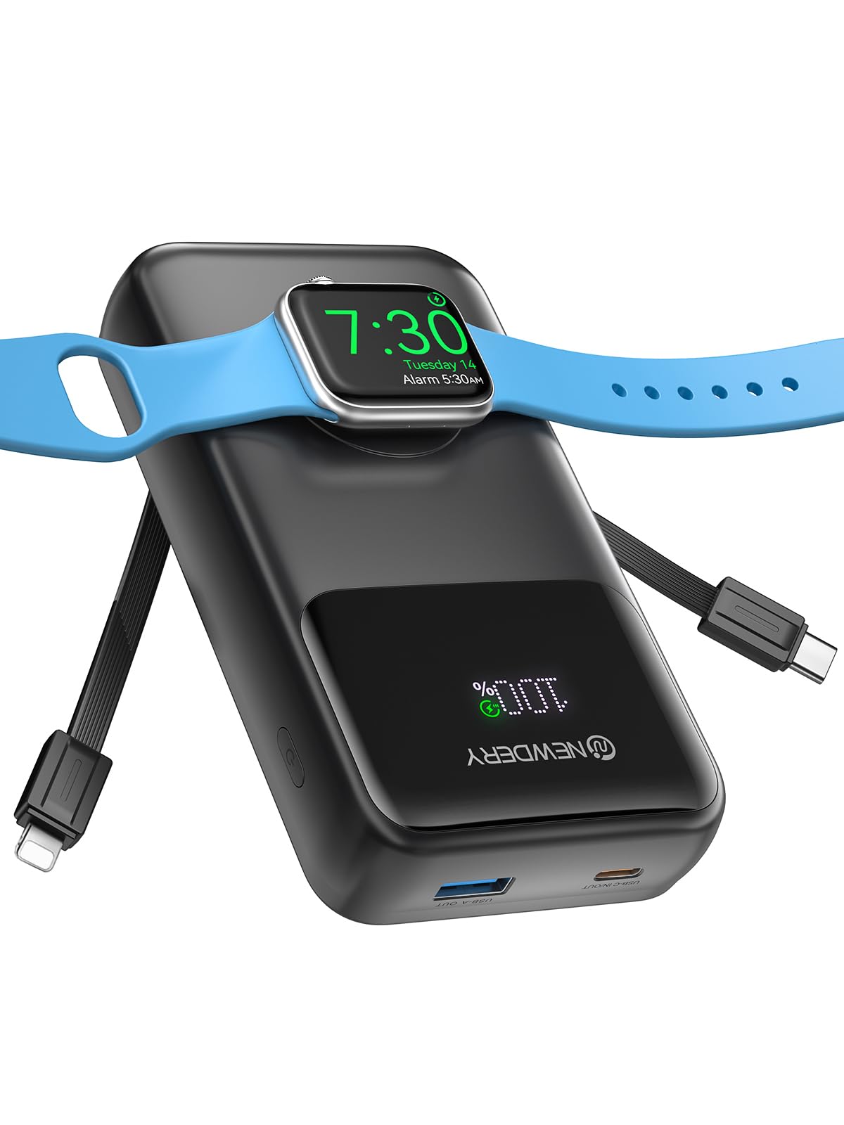 NEWDERY Powerbank for Apple Watch & iPhone Charger 20000mAh Wireless Charging Station Power Bank, Fast Charging External Battery Pack portable Travel Charger for iPhone 15/14/13/12 Series, iWatch Ultra/9-1