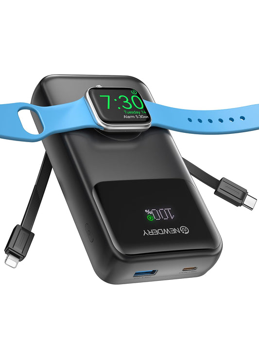 NEWDERY Powerbank for Apple Watch & iPhone Charger 20000mAh Wireless Charging Station Power Bank, Fast Charging External Battery Pack portable Travel Charger for iPhone 15/14/13/12 Series, iWatch Ultra/9-1