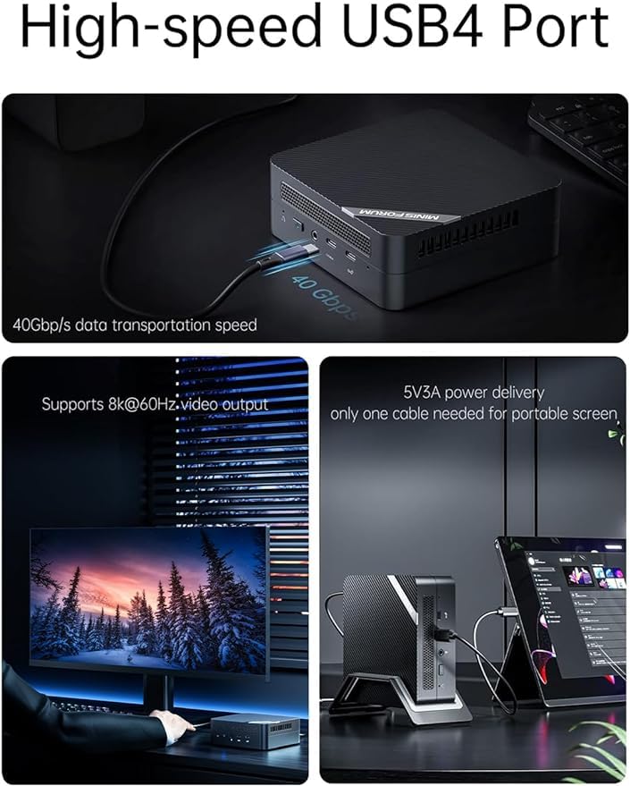 MINIS FORUM Mini PC UM790 Pro, AMD Ryzen 9 7940HS 8-core 16-thread CPU 32GB DDR5/1TB PCIe 4.0 SSD Mini Desktop Computer, AMD Radeon 780M, HDMI×2/USB4×2 Connectivity, WiFi, BT, USB 3.2 × 4