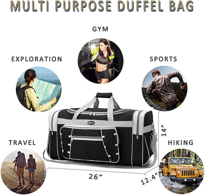 Spring Country travel bag for men, weekend bag, lightweight, extra large, Oxford duffle, gym, durable luggage, waterproof for men and women, 66 cm, Gray/White, X-Large