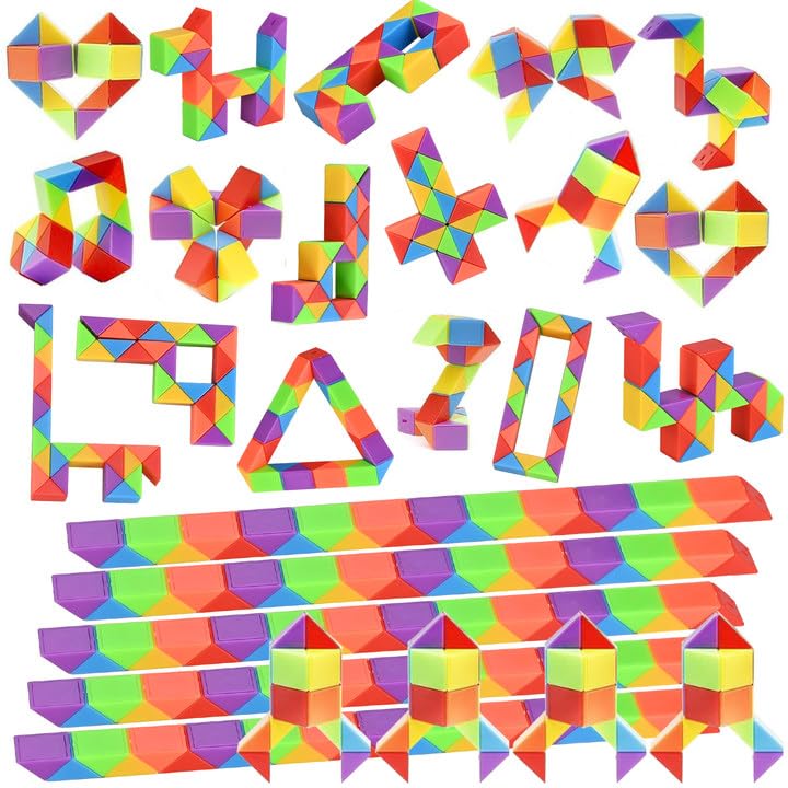 GOLDGE 24 pieces 24 blocks Magic Snake Small gifts for kids, cube puzzle magic snake as party favors children's birthday 5 6 7 8 9 10 years, children's birthday party favors and giveaways