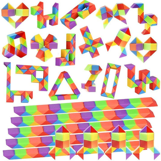 GOLDGE 24 pieces 24 blocks Magic Snake Small gifts for kids, cube puzzle magic snake as party favors children's birthday 5 6 7 8 9 10 years, children's birthday party favors and giveaways