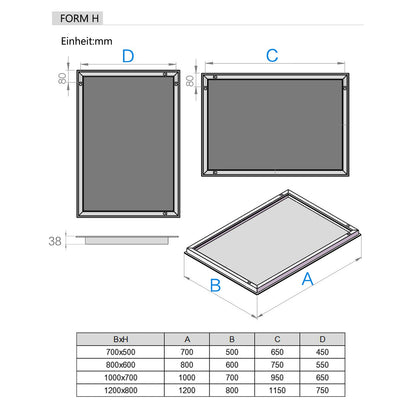 LISA bathroom mirror 120 x 80 cm with LED lighting rectangular wall mirror anti-fog light mirror with touch switch IP44 cold white with clock