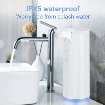 Automatic stainless steel foam soap dispenser LAOPAO Soap Dispenser Set IPX5 Waterproof USB-C Recharge with sensor infrared motion sensor for kitchen & bathroom (White)