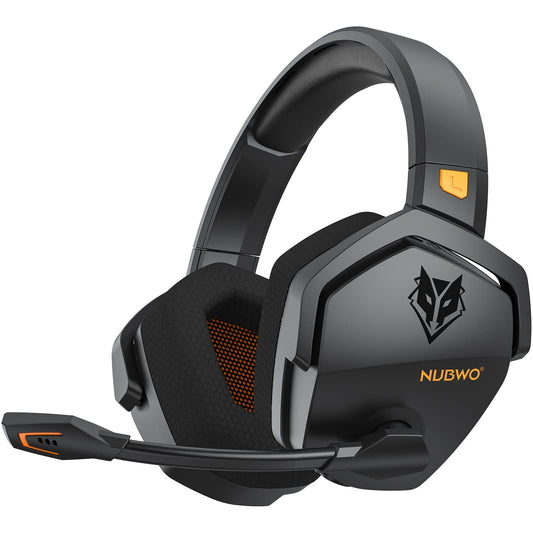 NUBWO G06 Dual Wireless Gaming Headset with microphone for PS5, PS4, PC, Mobile: 2.4 GHz Wireless + Bluetooth - 100 hours - 50mm driver - Orange