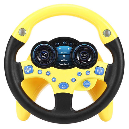 Steering wheel toy passenger car toy with music and lights child children driving learning toy musical education for toddler driver beginner [Yellow]
