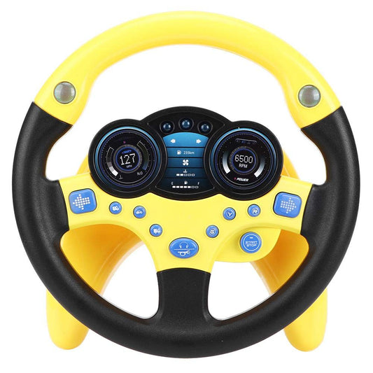 Steering wheel toy passenger car toy with music and lights child children driving learning toy musical education for toddler driver beginner [Yellow]