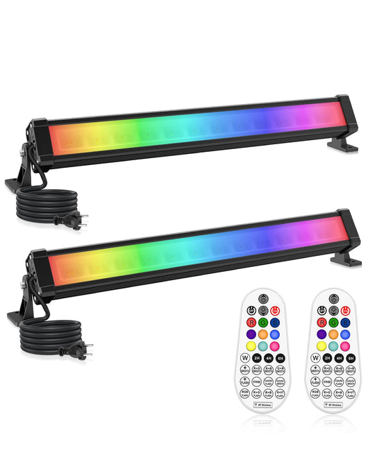 RGB LED spotlight, CLY 25W RGB wall washer light with remote control LED bar IP66 waterproof dimmable floodlight 6 brightness memory function timer light bar for DJ disco Halloween party garden Christmas