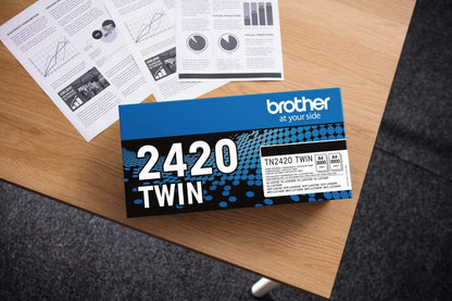 Brother Original TN2420TWIN Bundle with 2 black toners, approx. 6000 pages each, for MFCL2710DW/MFCL2710DN/MFCL2730DW/MFCL2750DW/DCPL2510D/DCPL2550DN/HLL2310D/HLL2350DW/HLL2370DN/HLL2375DW, double pack.