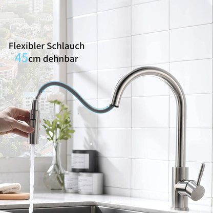 AIMADI Touch Sensor Kitchen Faucet Faucet with Pull-Out Sprayer 360° Rotatable Sink Faucet Mixer Tap Single Handle Kitchen Sink Faucet Brushed Nickel