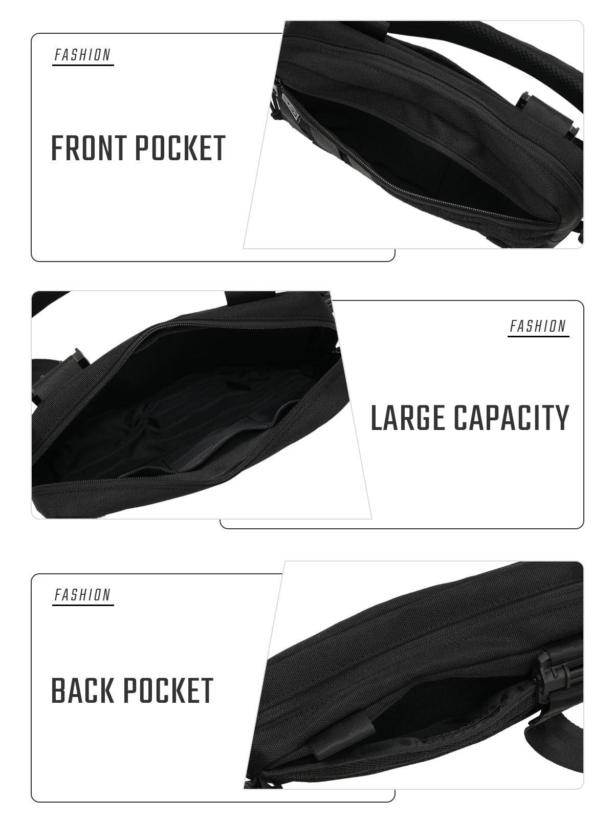 TACTICAL_GEEK Cache L3C EDC Sling Bag Chest Crossbody Bag, 1000D OXFORD CLOTH Shoulder Bag, Waist Bag Shoulder Bag Chest Bag with Adjustable Shoulder Strap for Travel School Hiking, Black