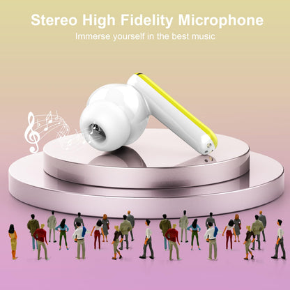 AI headphone translator, 3-in-1 language translator headphones 144 languages with app, 48H Bluetooth 5.4 translator headphones, 4 translation modes real-time translator earbuds LED display for learning, yellow