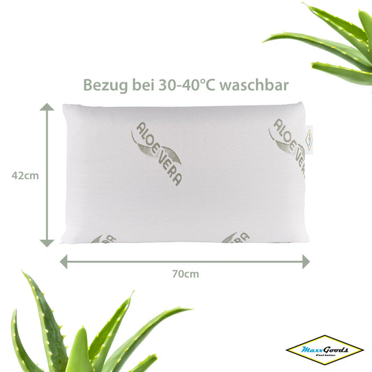 MaxxGoods orthopedic neck support pillow made of visco gel foam & aloe vera cover - head pillow, sleep pillow for cervical support & neck pain - for side sleepers & stomach sleepers (70x42x13.5cm)