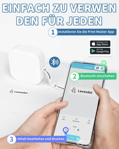 COLORWING Q30 Bluetooth Label Printer, Labeling Device Compatible With iOS Android, Portable Mini Labeling Machine For Home Office School Labeling (White)