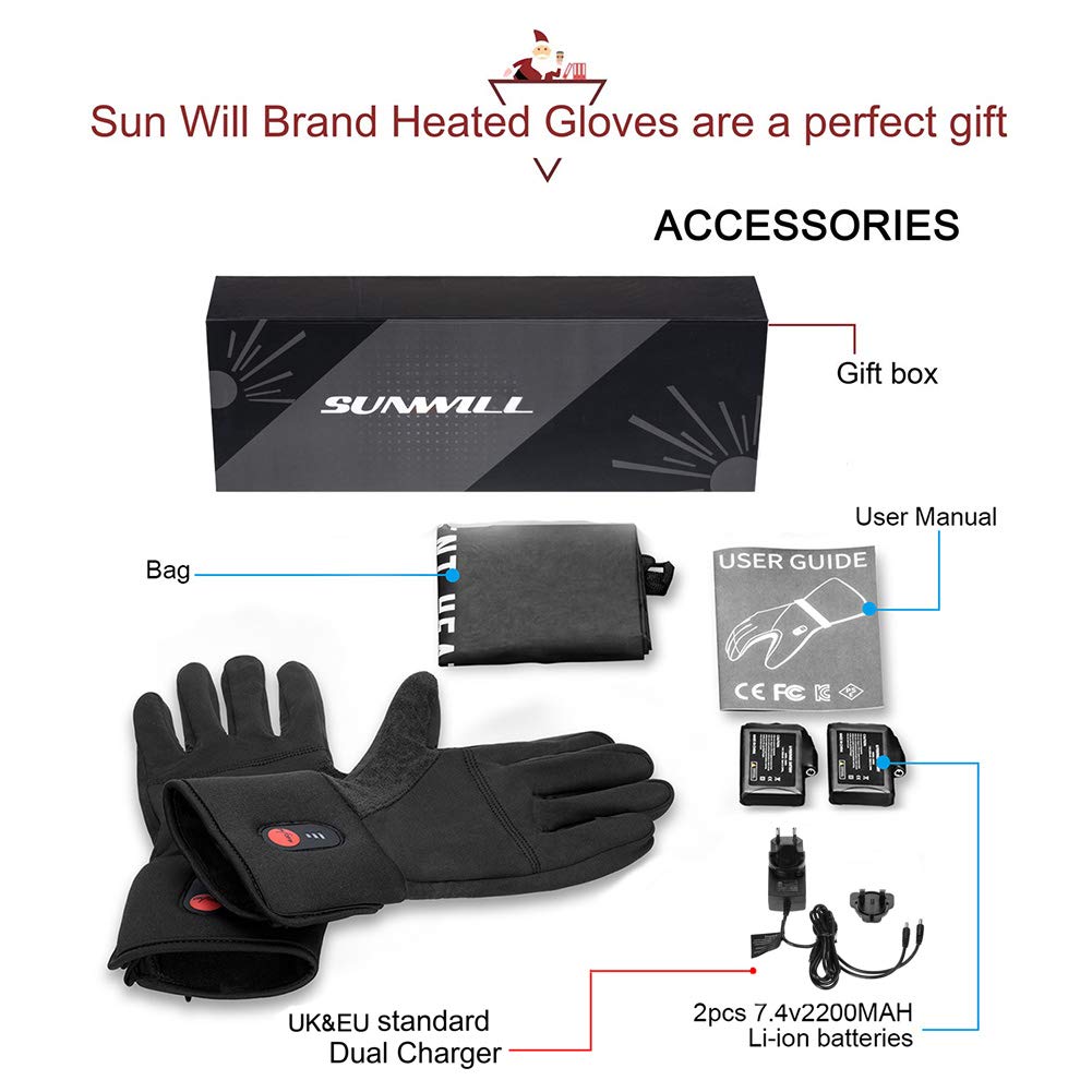 Electric heated gloves for men and women, rechargeable heated winter gloves for outdoor biking, motorcycle, skiing, snowboarding, hunting.