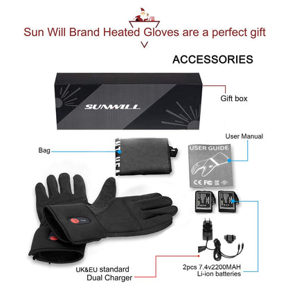 Electric heated gloves for men and women, rechargeable heated winter gloves for outdoor biking, motorcycle, skiing, snowboarding, hunting.