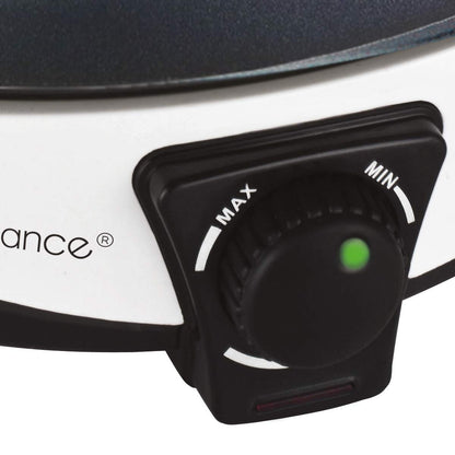 LITTLE BALANCE 8212 Happy Crêpes & Pancakes Crepe Maker, Cast Iron Ceramic, White/Black