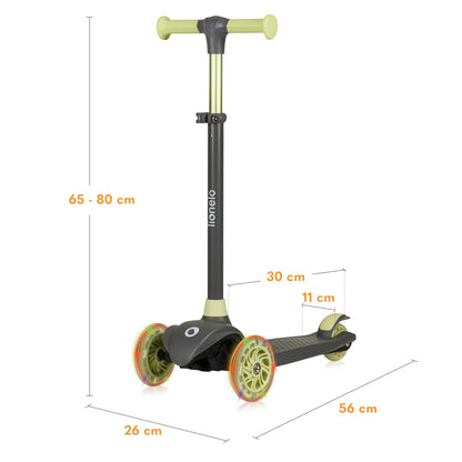 LIONELO Jessy Premium tricycle scooter with LED wheels for children 3 years up to 50 kg, adjustable height and non-slip platform, foldable scooter. Perfect for toddler boys and girls.