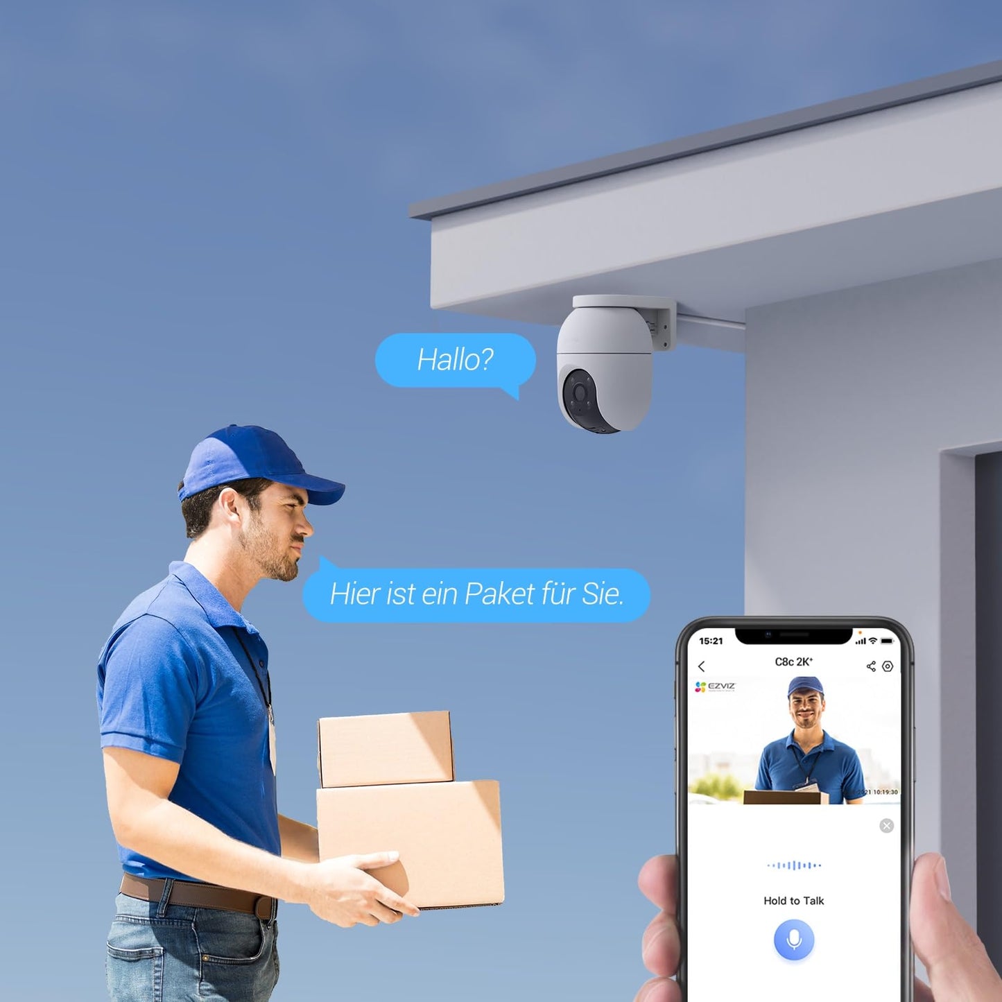 EZVIZ 4MP PTZ Outdoor Surveillance Camera, WiFi IP Camera with Person/Vehicle Detection, Two-Way Audio, Auto Tracking, and Full Color Night Vision, Weatherproof Design, C8C 2K+.