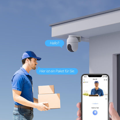 EZVIZ 4MP PTZ Outdoor Surveillance Camera, WiFi IP Camera with Person/Vehicle Detection, Two-Way Audio, Auto Tracking, and Full Color Night Vision, Weatherproof Design, C8C 2K+.