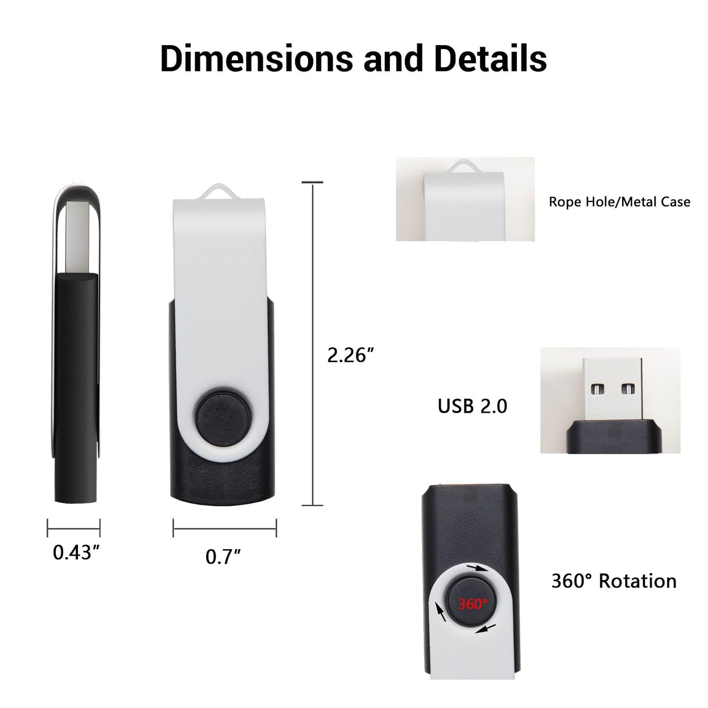 20 pieces of 4GB USB flash drives in 5 random colors USB 2.0 wholesale bulk memory sticks (4GB, 20 pieces)