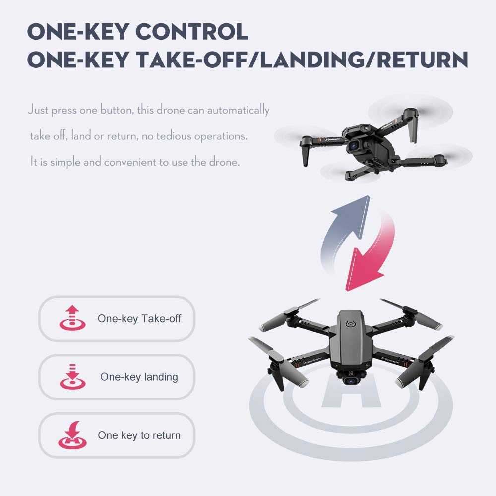 Goolsky drone with 4K camera, drone with dual camera, track flight, gravity sensor, gesture photo/video, altitude hold, headless mode, RC quadcopter for adults and children.