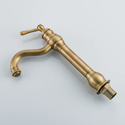 FWZZQ Bathroom Faucet Antique Brass, Bathroom Sink Faucet High 360° Rotatable, Retro Basin Faucet, Single Lever Mixer Tap Bathroom Faucet High Spout for Bathroom