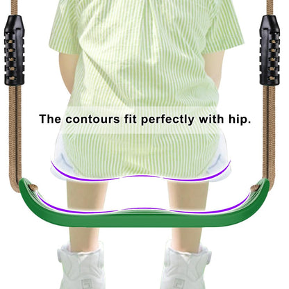 BeneLabel Non-Slip Swing Seat with Adjustable Rope and Carabiners - Heavy Duty Playground Swing Set Accessories for Kids and Adults - 220LB Capacity-Green