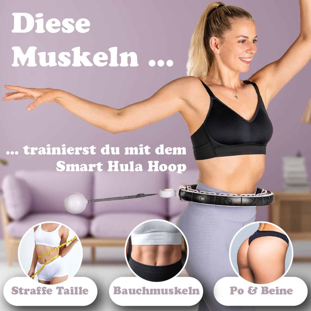 Bellage® Smart Hula Hoop for Adults and Beginners - Hula Hoop with Weighted Ball and Counter - Hullahub Hoop for Weight Loss with Fun Workout - Hoola Hoop Hoop