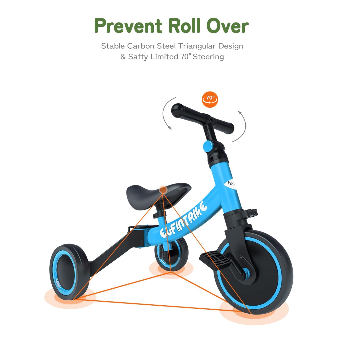 besrey 3 in 1 balance bike tricycle for kids aged 1 to 4 years old (blue)