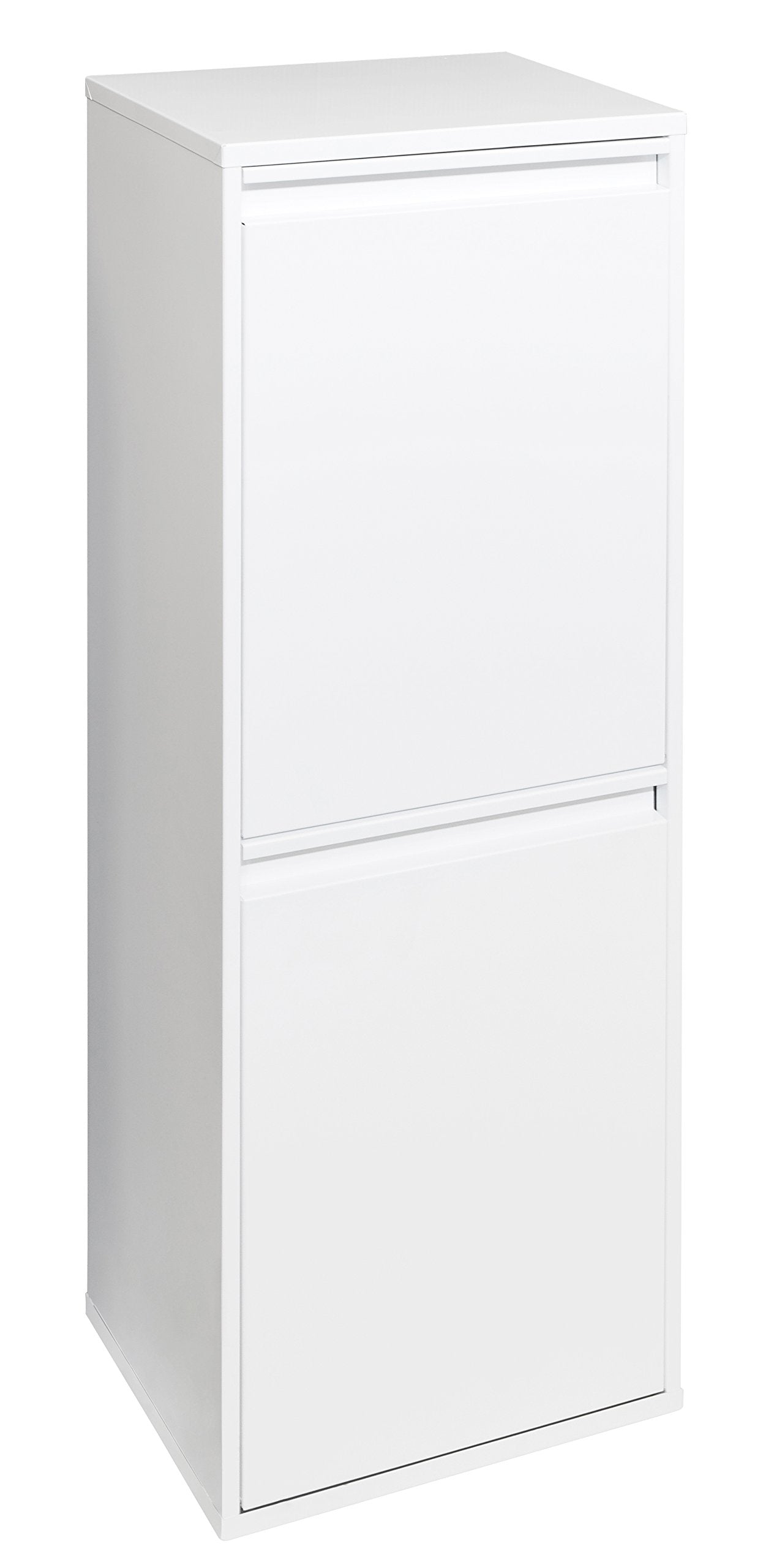 ARREGUI Basic CR201-B steel waste separation system | 2 compartments trash can for the kitchen | 2 compartment garbage bin | 2x17 L (34L) | Removable inner bins with handle | Recycling cabinet for waste separation | white