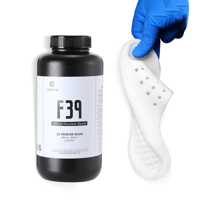 RESIONE F39 Flexible 3D Printer Resin, 405nm UV-Curing DLP LCD MSLA Resin Rubber like TPU like Photopolymer Resin Liquid for LCD Printer- White 1000g